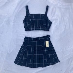 Plaid Skirt & Shirt Set 🖤